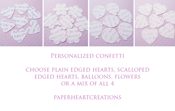  500 Personalised Text Confetti - Choice of 4 shapes - Great for Weddings, Invites, Decor, Favours