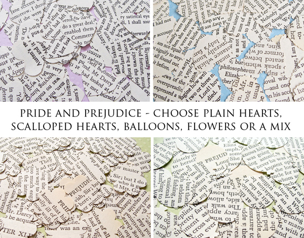 1000 x Pride and Prejudice Confetti - Choice of 4 shapes - Great for Weddings, Invites, Decor, Favours