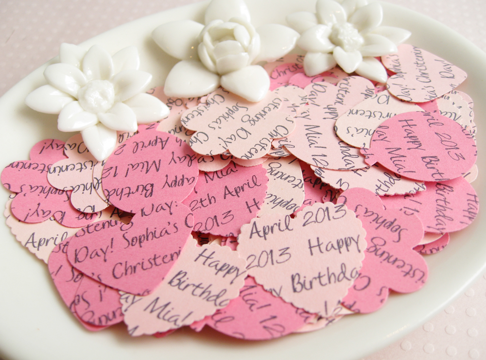 200 x Personalised Pink Confetti - 4 Shapes to Choose - Great for Baby Showers, Christenings, Birthdays