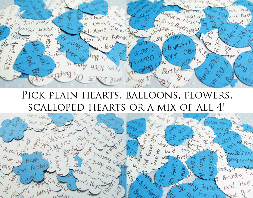 1000 x Personalised Blue Confetti - 4 Shapes to Choose - Great for Baby Showers, Christenings, Birthdays