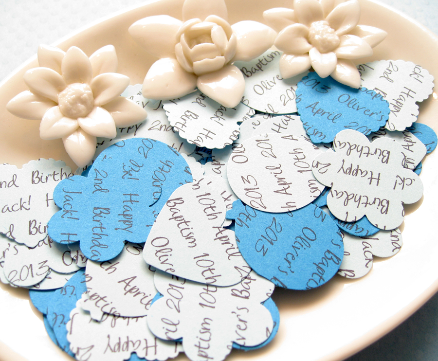 100 x Personalised Blue Confetti - 4 Shapes to Choose - Great for Baby Showers, Christenings, Birthdays