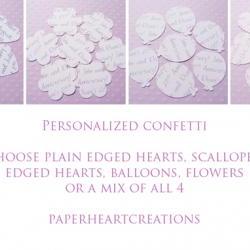 100 x Personalised Confetti Hearts - Great for Weddings, Invites, Table Decor, Favours