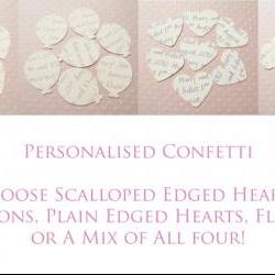 100 x Ivory Cream Personalised Heart Confetti - Great for Weddings, Invitations, Table Decor, Favours
