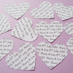 300 2inch Personalised Heart Confetti - Great for Weddings, Invites, Table Decor, Favours, Parties