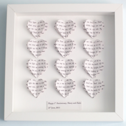 Personalised Text Hearts Box Frame - Perfect for Weddings, Birthday, Anniversaries, Special Occassions