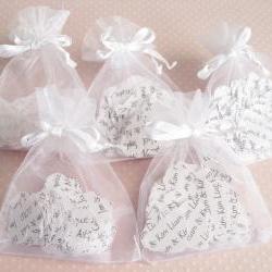 10 x Confetti Organza Bag Favors with Personalised Confetti Hearts