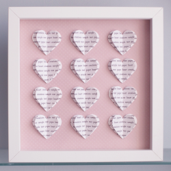 Personalised Text Hearts Box Frame - Ideal for Mothers Day, New Baby Girl, Christening or Birthday