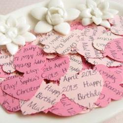 200 x Personalised Pink Confetti - 4 Shapes to Choose - Great for Baby Showers, Christenings, Birthdays