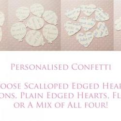 100 x Ivory Cream Personalised Heart Confetti - Great for Weddings, Invitations, Table Decor, Favours 