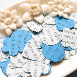 100 x Personalised Blue Confetti - 4 Shapes to Choose - Great for Baby Showers, Christenings, Birthdays